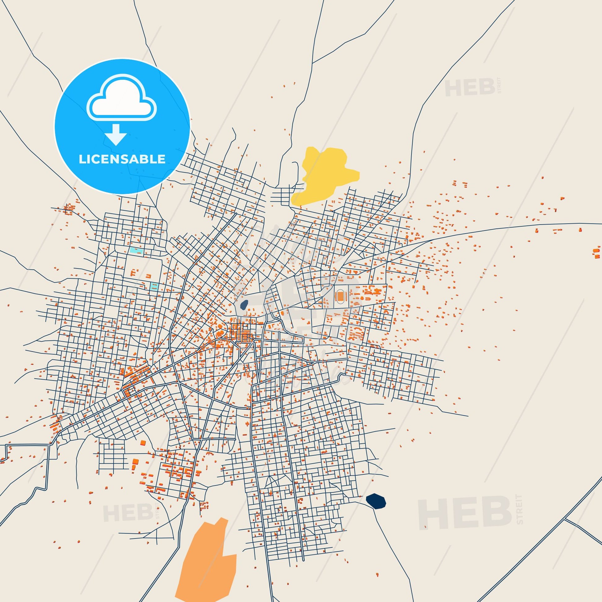 Colorful An Nuhud Street Map with Labels and Buildings