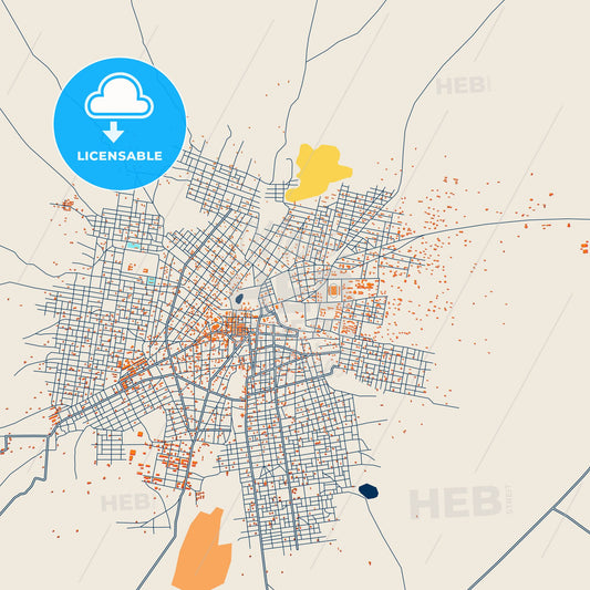 Colorful An Nuhud Street Map with Labels and Buildings