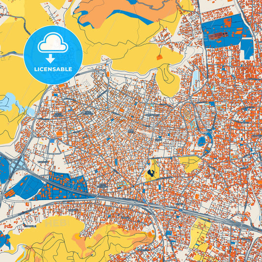 Colorful Ano Liosia Street Map with Labels and Buildings