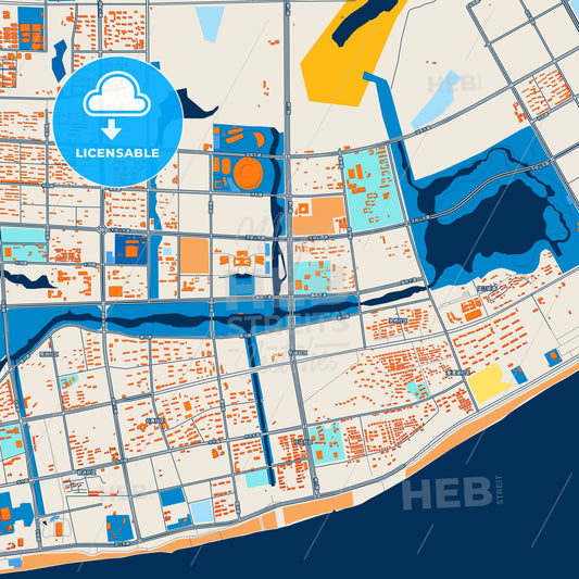 Colorful Anqing Street Map with Labels and Buildings