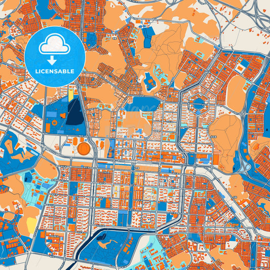 Colorful Ansan Street Map with Labels and Buildings