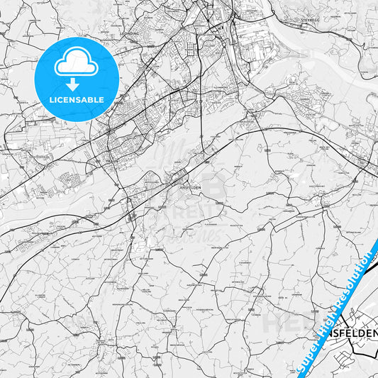 Ansfelden, Austria light map with streetnames, citynames and districts