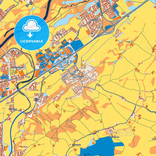 Colorful Ansfelden Street Map with Labels and Buildings