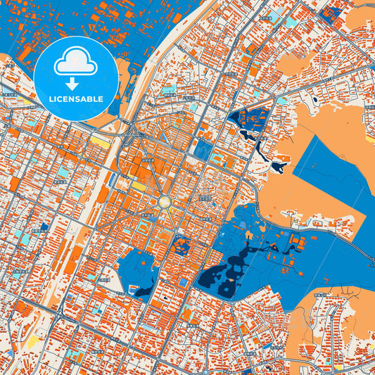 Colorful Anshan Street Map with Labels and Buildings
