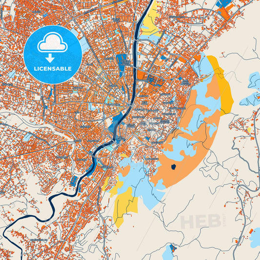 Colorful Antakya Street Map with Labels and Buildings