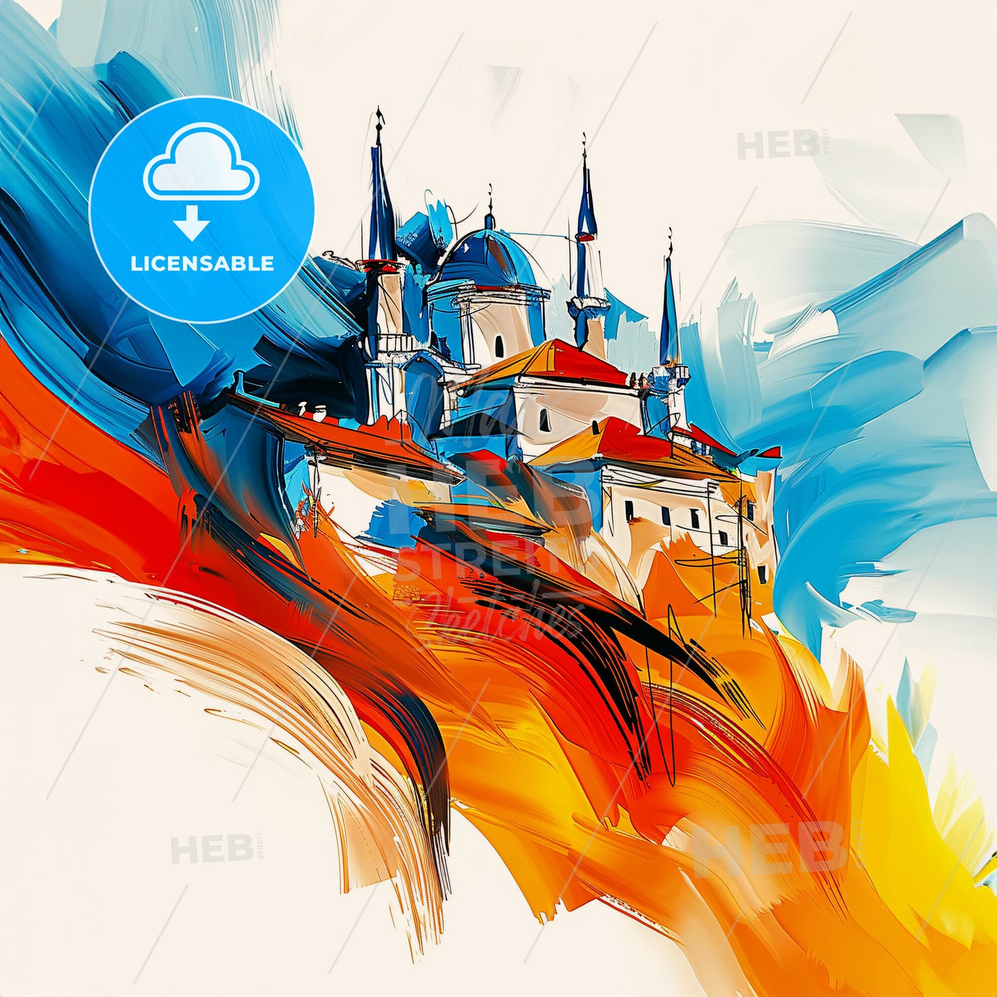 Vibrant Antalya, Turkey - A Painting Of A Castle On A Hill