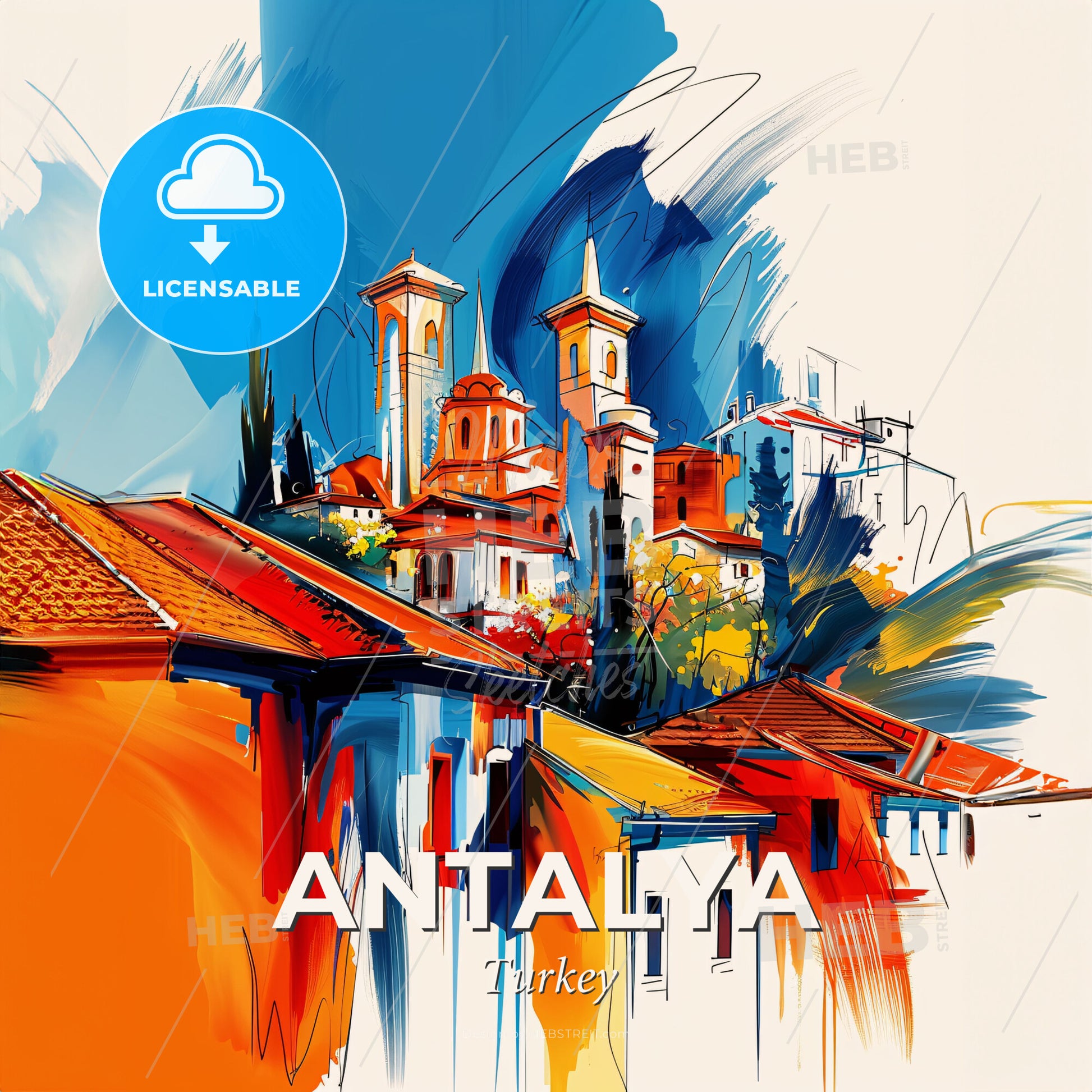 Vibrant Antalya, Turkey - A Painting Of A City - Square format print template