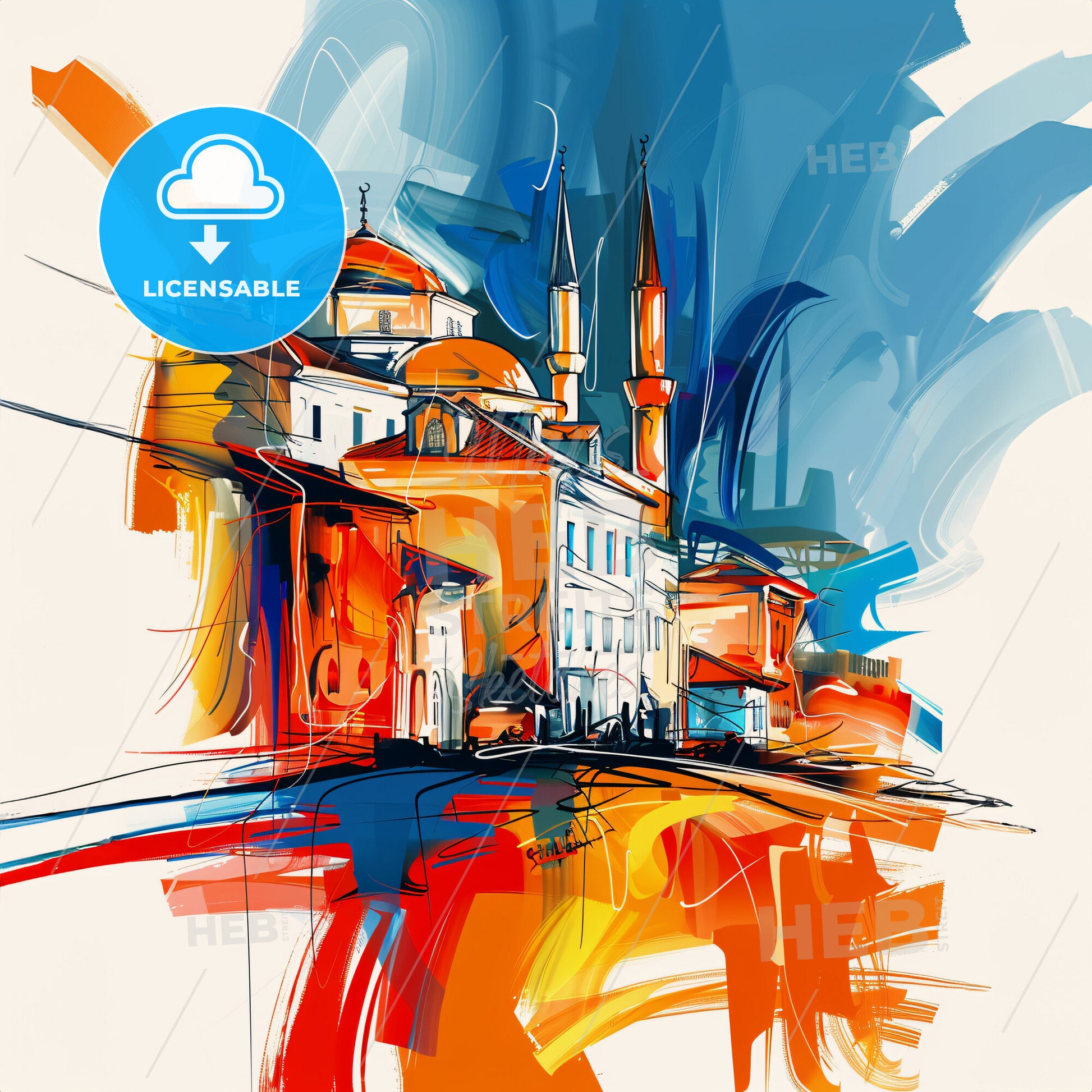 Vibrant Antalya, Turkey - A Colorful Painting Of Buildings