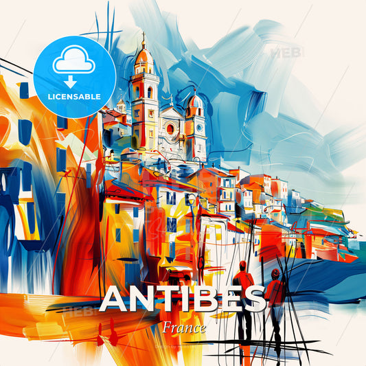 Vibrant Antibes, France - A Painting Of A City - Square format print template