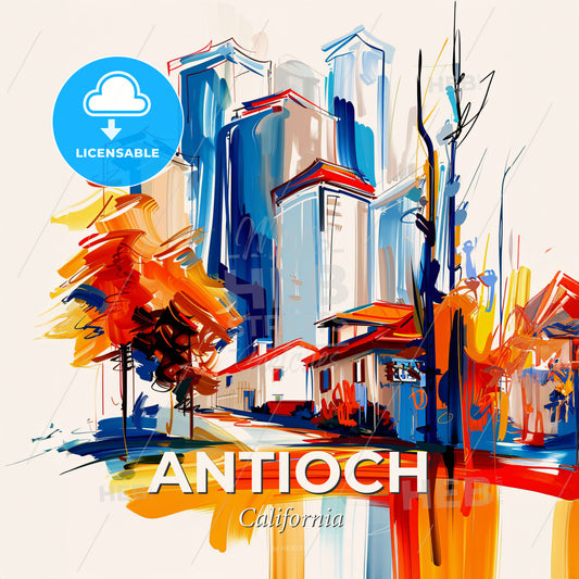 Vibrant Antioch, California - A Painting Of A City - Square format print template