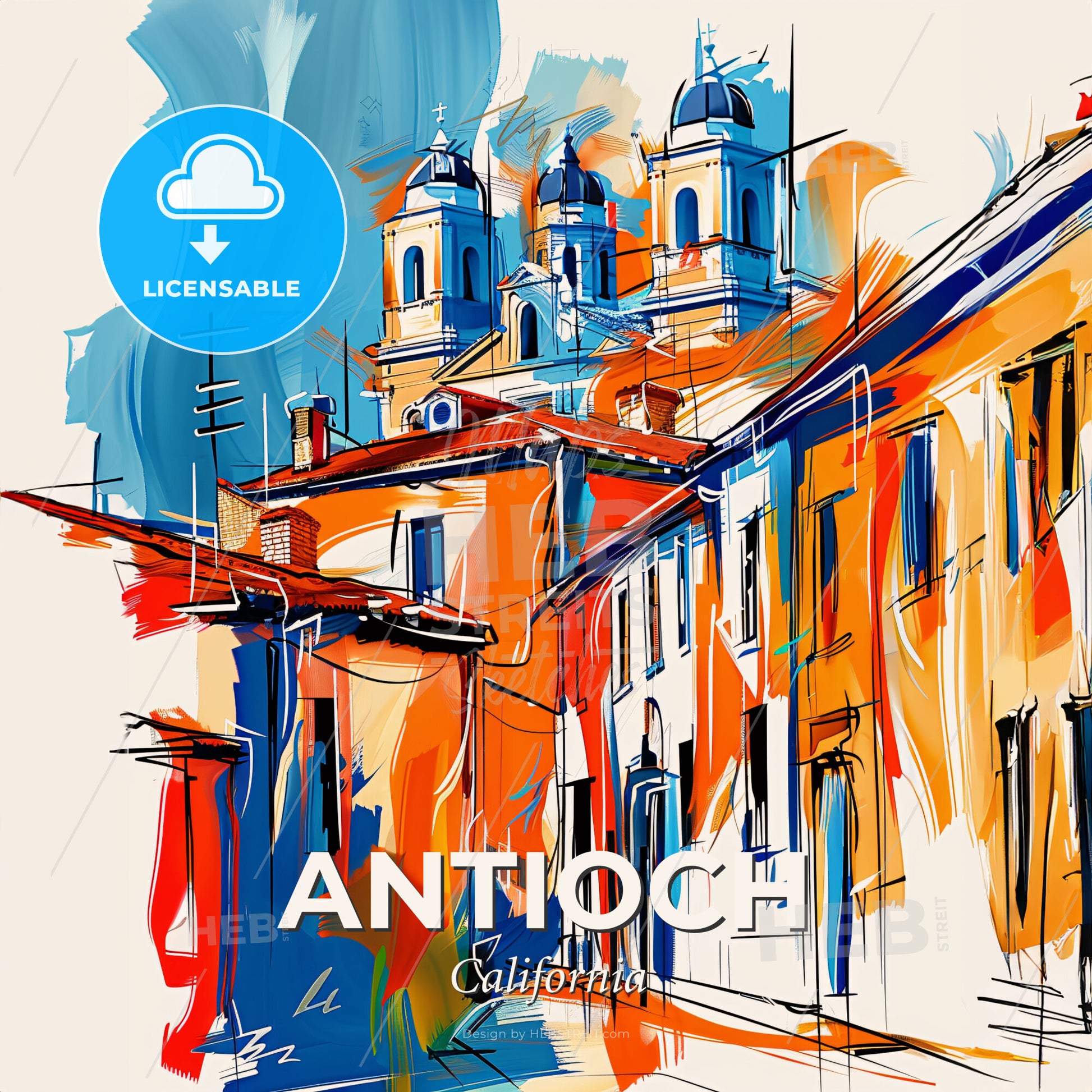 Vibrant Antioch, California - A Painting Of A Building - Square format print template