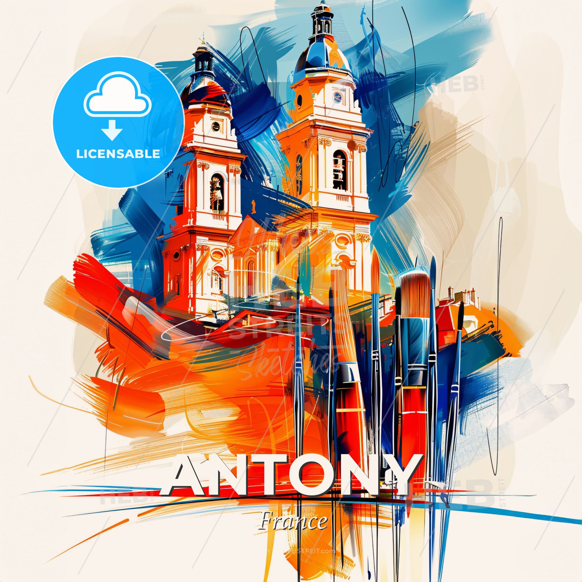 Vibrant Antony, France - A Painting Of A Building - Square format print template
