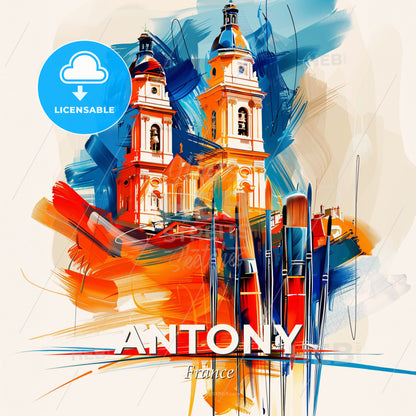 Vibrant Antony, France - A Painting Of A Building - Square format print template