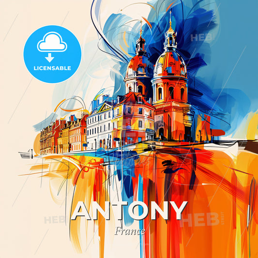 Vibrant Antony, France - A Colorful Painting Of A Building - Square format print template