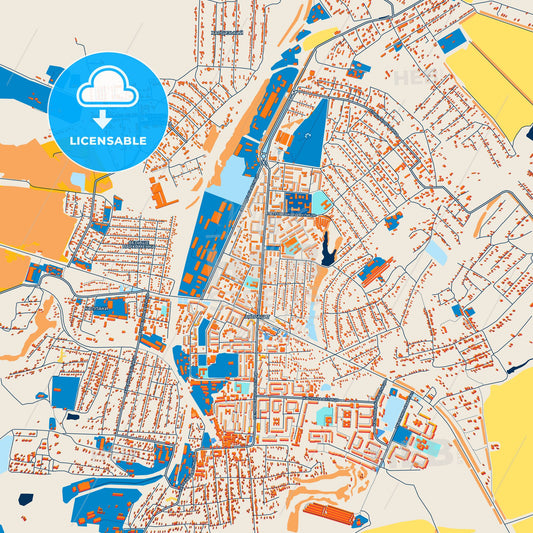 Colorful Antratsyt Street Map with Labels and Buildings