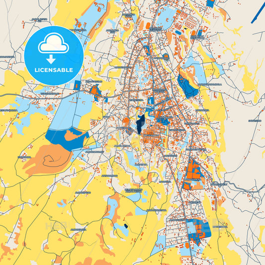 Colorful Antsirabe Street Map with Labels and Buildings