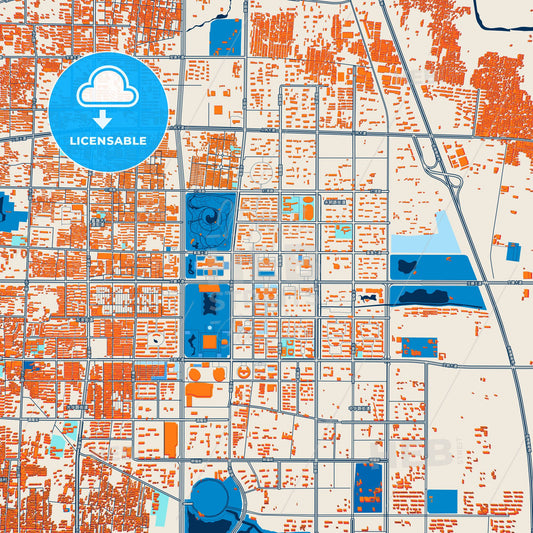 Colorful Anyang Street Map with Labels and Buildings