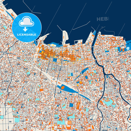 Colorful Aomori Street Map with Labels and Buildings