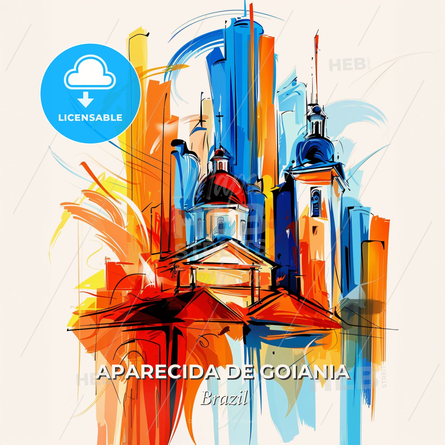 Vibrant Aparecida De Goiania, Brazil - A Painting Of A Building - Square format print template