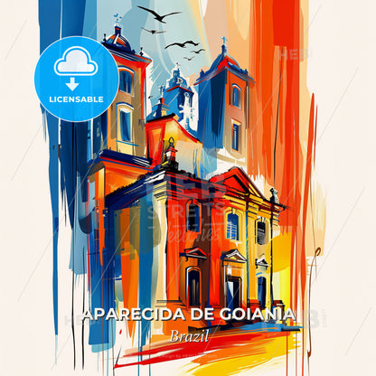 Vibrant Aparecida De Goiania, Brazil - A Painting Of A Building - Square format print template
