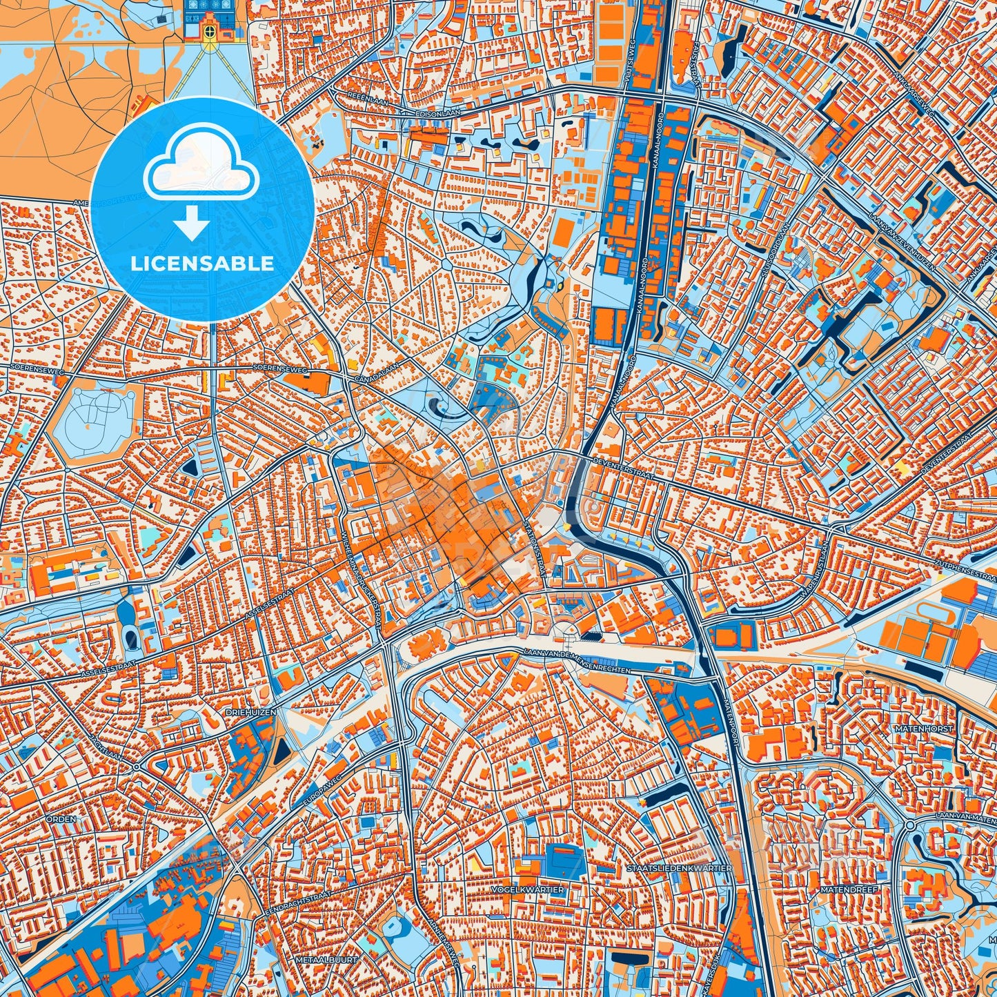Colorful Apeldoorn Street Map with Labels and Buildings