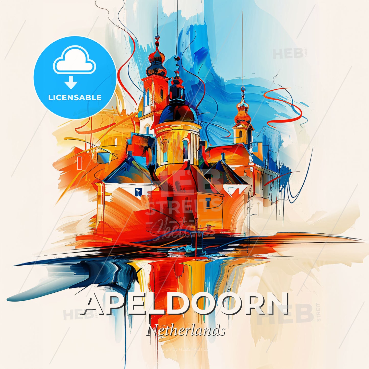 Vibrant Apeldoorn, Netherlands - A Painting Of A Building - Square format print template