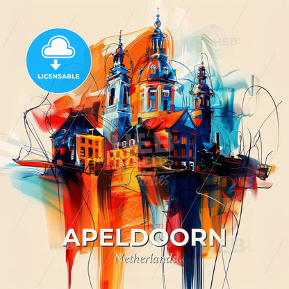 Vibrant Apeldoorn, Netherlands - A Painting Of A Building - Square format print template