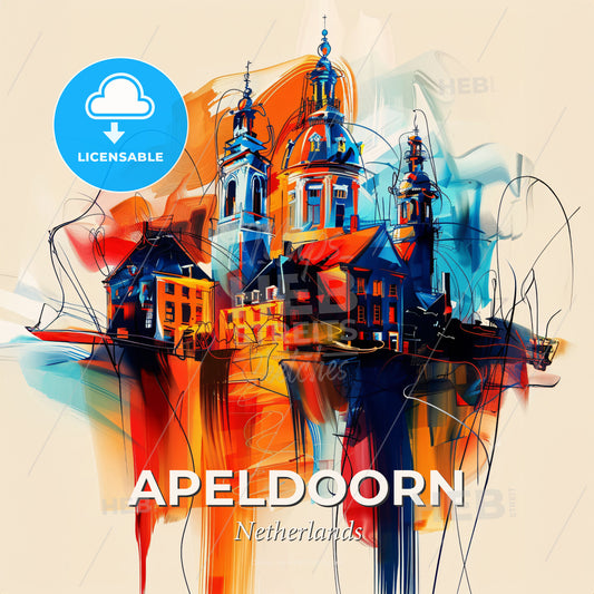 Vibrant Apeldoorn, Netherlands - A Painting Of A Building - Square format print template