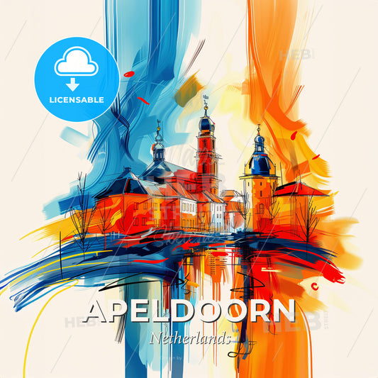 Vibrant Apeldoorn, Netherlands - A Painting Of A Building - Square format print template