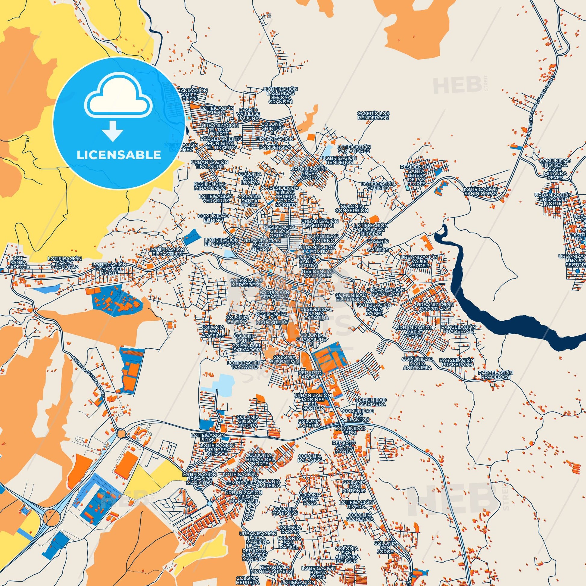 Colorful Apopa Street Map with Labels and Buildings
