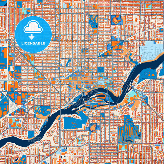 Colorful Appleton Street Map with Labels and Buildings