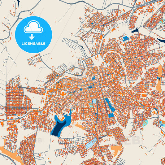 Colorful Apucarana Street Map with Labels and Buildings