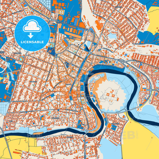 Colorful Arad Street Map with Labels and Buildings