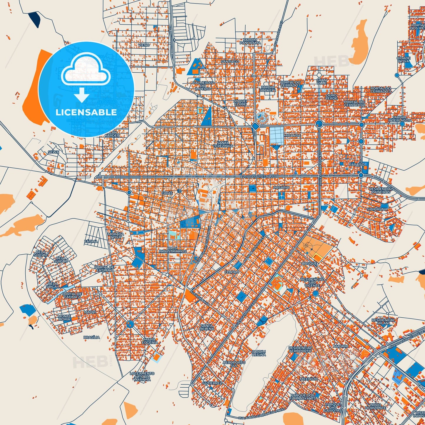 Colorful Araguari Street Map with Labels and Buildings
