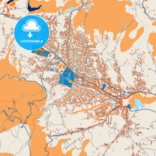 Colorful Aranđelovac Street Map with Labels and Buildings
