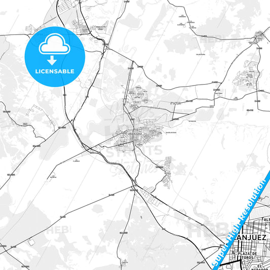 Aranjuez, Spain light map with streetnames, citynames and districts
