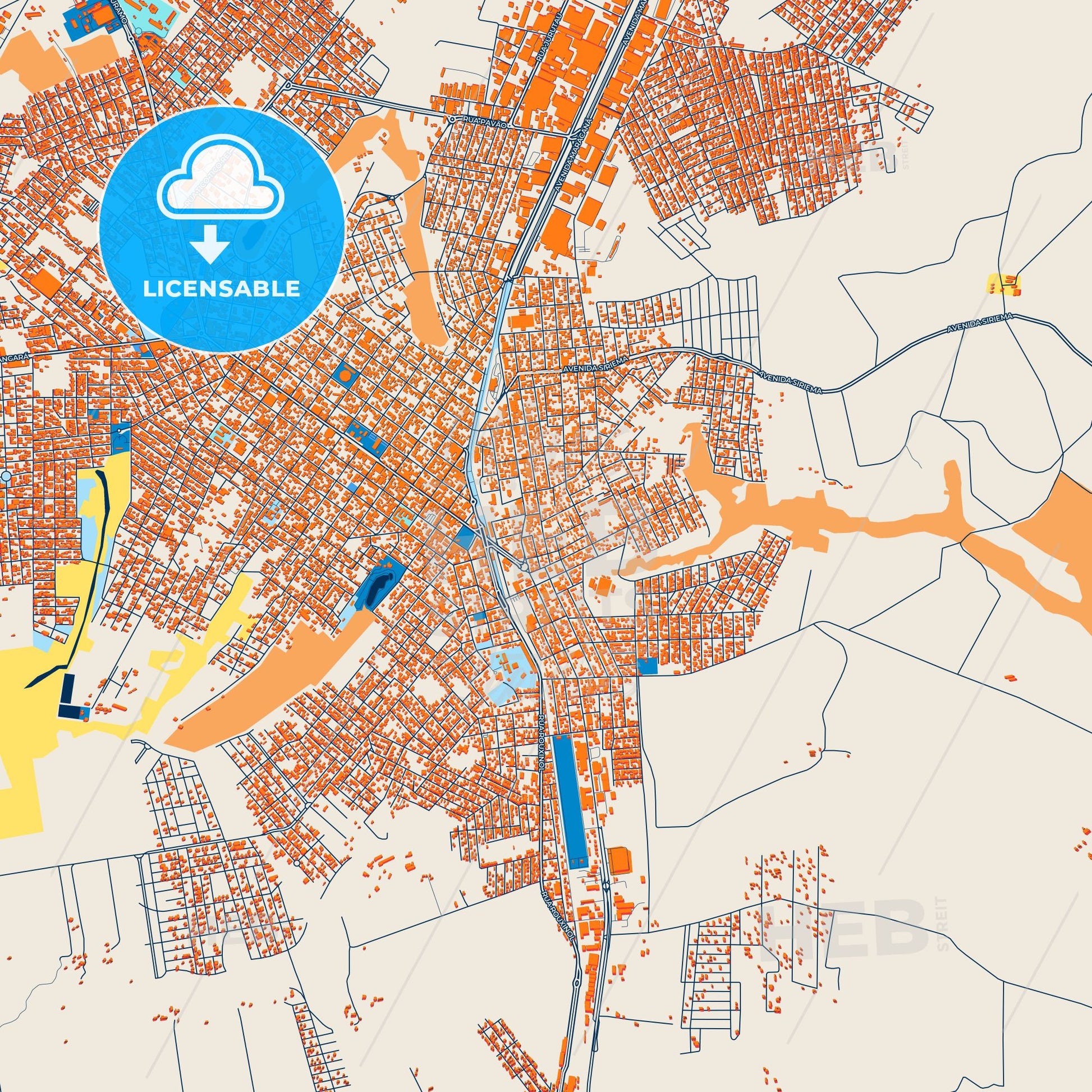 Colorful Arapongas Street Map with Labels and Buildings