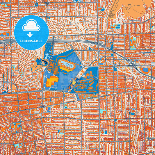 Colorful Arcadia Street Map with Labels and Buildings