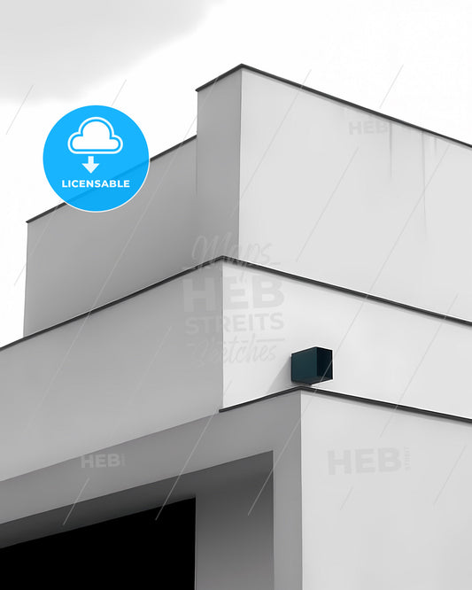 Bauhaus Minimalist Architecture Poster Design - Vibrant Painting Focus on Corner Box