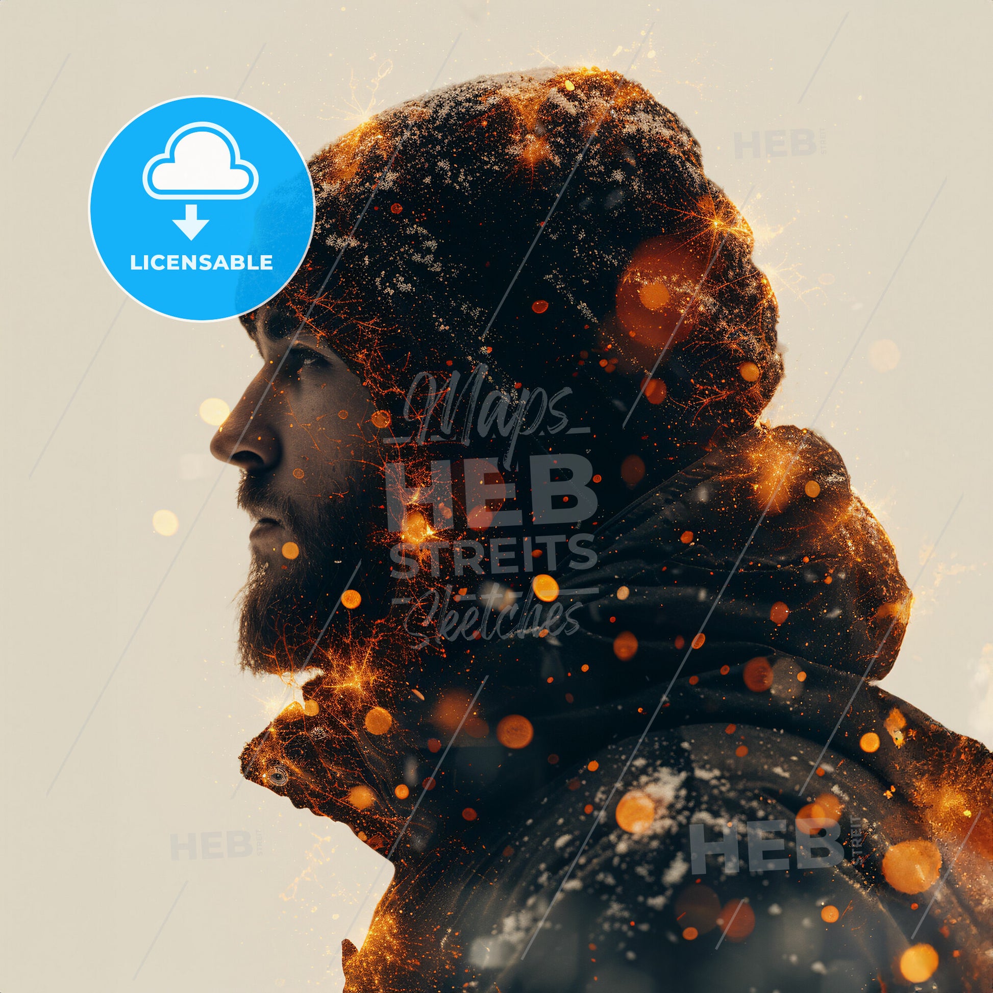 Arctic Aura: Cool Tones - A man wearing a hoodie and a hat