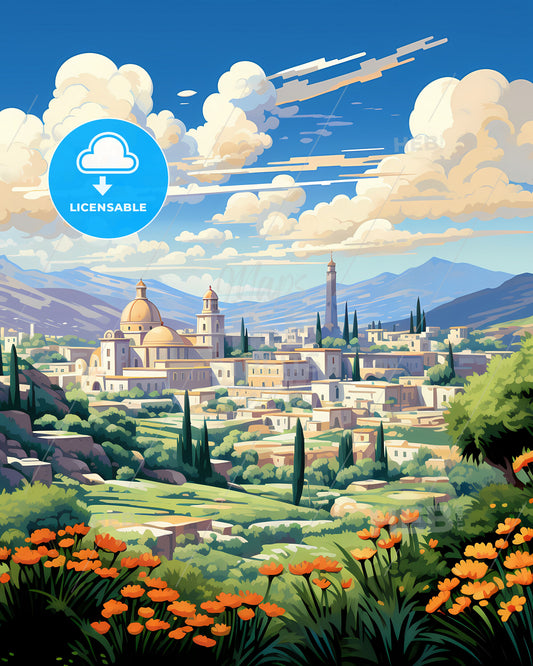 Vibrant Cityscape of Arequipa, Peru with Andean Peaks, Celebrating the Art of Architecture and Nature's Grandeur