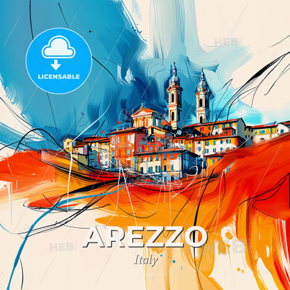 Vibrant Arezzo, Italy - A Painting Of A Town - Square format print template