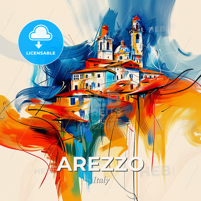 Vibrant Arezzo, Italy - A Painting Of A Building - Square format print template