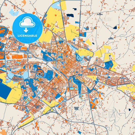 Colorful Arezzo Street Map with Labels and Buildings