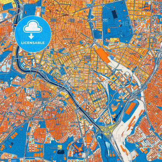 Colorful Arganzuela Street Map with Labels and Buildings