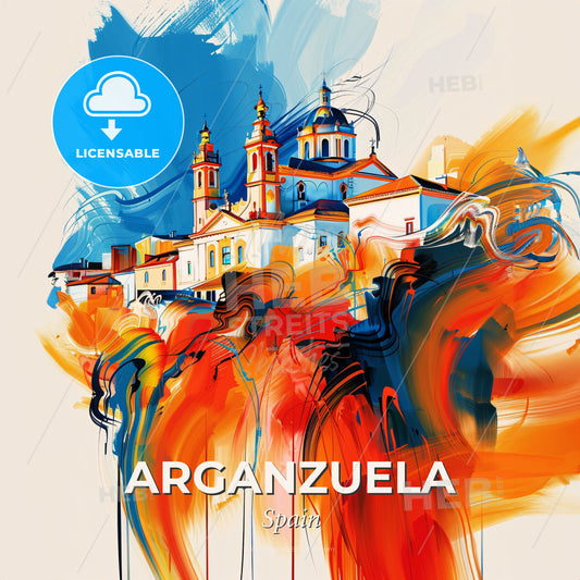 Vibrant Arganzuela, Spain - A Painting Of A Building With Colorful Paint - Square format print template