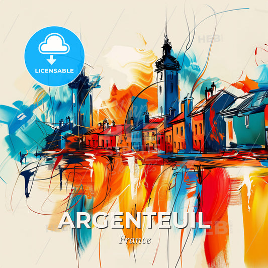 Vibrant Argenteuil, France - A Colorful Painting Of Buildings - Square format print template