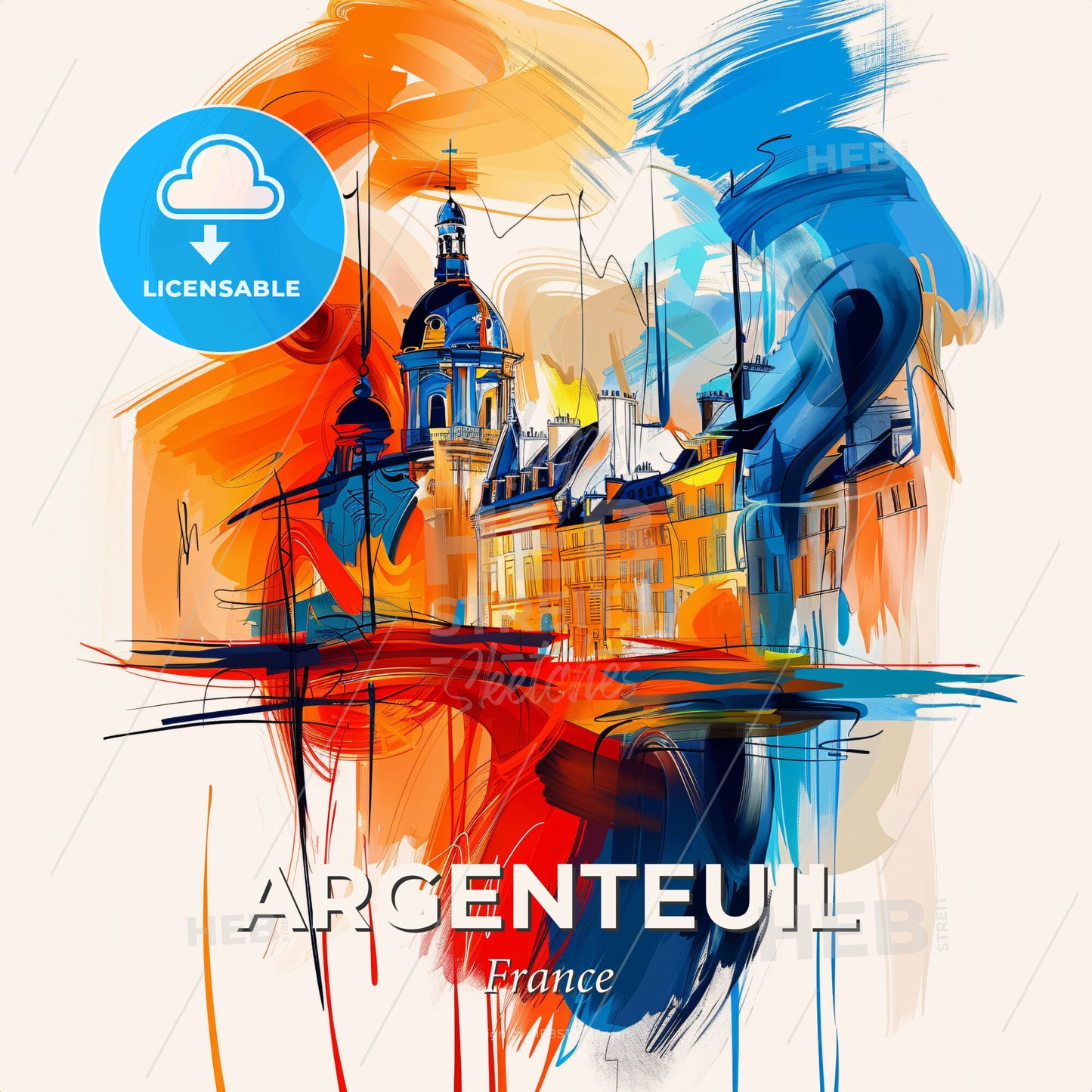 Vibrant Argenteuil, France - A Painting Of A Building - Square format print template