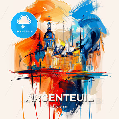 Vibrant Argenteuil, France - A Painting Of A Building - Square format print template