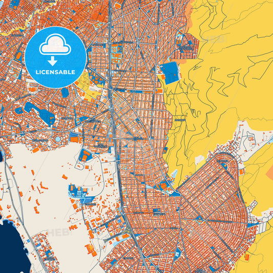 Colorful Argyroupoli Street Map with Labels and Buildings